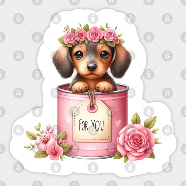 Valentine Dachshund Dog For You Sticker by Chromatic Fusion Studio